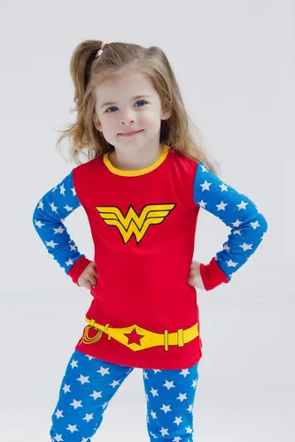 Miniatura 6 de DC Comics Conjunto de pijama de la Liga de la Justicia Mujer Maravilla para niñas y camiseta de dormir para niños pequeños a grandes