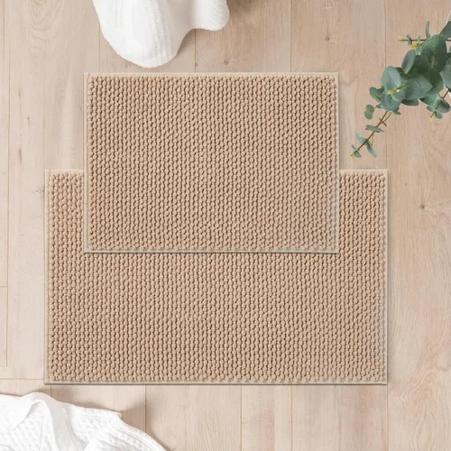 FRESHMINT Juego de alfombras de baño de felpilla - 2 piezas 17 x 24 pulgadas + 20 x 32 pulgadas, alfombras antideslizantes y absorbentes para el