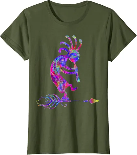 Miniatura 77 de Native American Kokopelli With Feather 2 - Camiseta Fan Fun, Negro, S