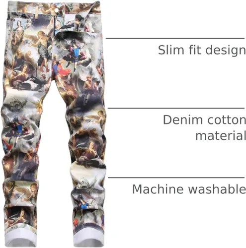 Miniatura 75 de Enrica Pantalones vaqueros estampados casuales para hombre