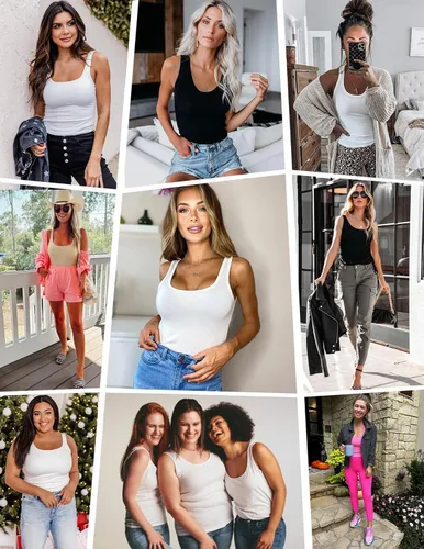 Miniatura 4 de FAZDIES Camiseta sin mangas con cuello redondo para mujer, de punto acanalado, ajustada, casual, básica