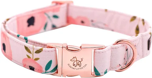 Miniatura 58 de Elegant Little Tail - Collar para perro de otoño, collar floral naranja duradero para perros medianos, ajustable para mascotas macho o hembra