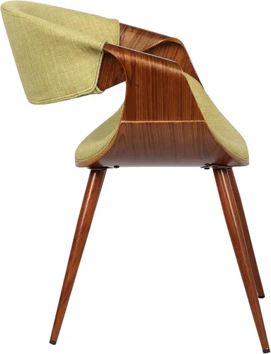 Miniatura 5 de Armen Living Silla de comedor de mediados de siglo estilo mariposa con acabado en nogal y tela verde Tela verde/nogal