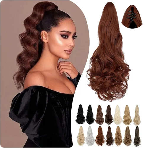 Miniatura 16 de Extensión de cola de caballo de 18 pulgadas, 20 pulgadas, larga, rizada, ondulada, recta, con clip, de aspecto natural, extensión de cabello