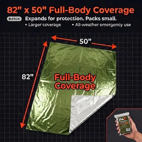 Miniatura 4 de PREPARED4X Paquete de 8 mantas Mylar – Manta de emergencia impermeable – Equipo de supervivencia resistente a rasgaduras y desgarros – Manta térmica