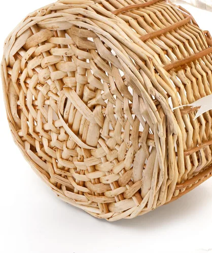 Miniatura 3 de Lyellfe Paquete de 2 canastas de mimbre hechas a mano con cinta de seda con asa, cesta decorativa para huevos y dulces para regalos, bodas