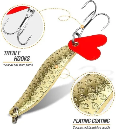 Miniatura 4 de DONQL Spoon Fishing Lures, Metal Fishing Spoon Lures Hard Baits Saltwater Fishing Lures Spinner Baits Fish Treble Hooks Tackle Salmon Bass