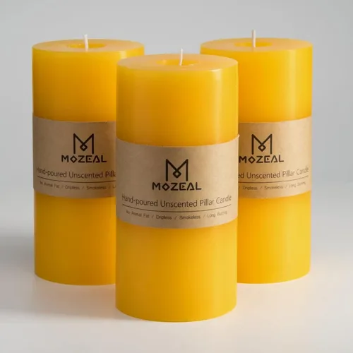Miniatura 19 de MOZEAL Velas grandes sin perfume vertidas a mano de 3 x 8 pulgadas, sin humo, juego de 2, combustión lenta, sin goteo, aproximadamente 150 horas