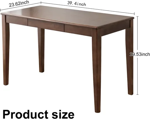 Miniatura 3 de Escritorio de madera maciza con cajones, escritorio de madera para oficina en casa para el trabajo, escritorio de computadora para estudiantes