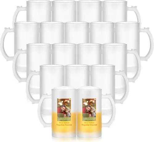 Miniatura 11 de Mifoci 4 tazas de cerveza en blanco de sublimación personalizadas para el día del padre, tazas de vidrio de cerveza esmerilada de 16 onzas, pueden