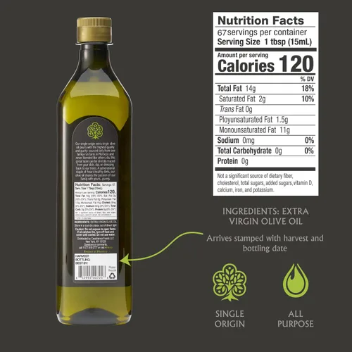 Miniatura 2 de Mina Aceite de oliva marroquí extra virgen, 33.8 onzas líquidas, nueva cosecha, aceite de oliva rico en polifenoles, aceite de oliva virgen extra