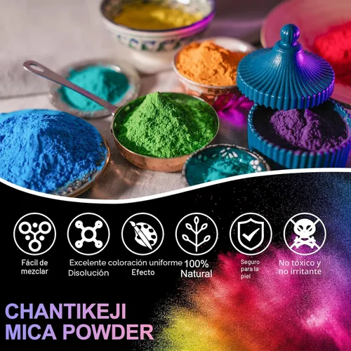 Miniatura 6 de CHANGTIKEJI Polvo de mica, 48 colores – 0.35 oz/botella de pigmento natural en polvo para resina epoxi, fabricación de jabón, fabricación de velas