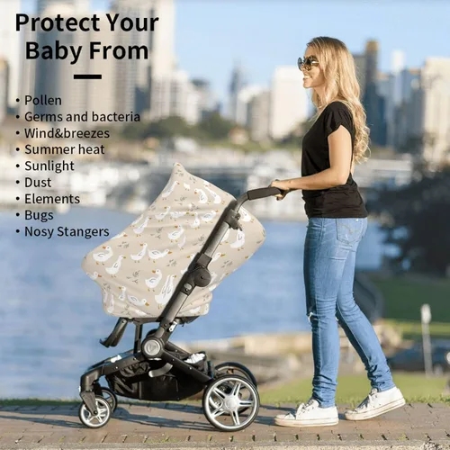 Miniatura 6 de Fundas de asiento de coche de ganso para bebé, toldo multiusos para niños y niñas, funda elástica para asiento de automóvil, regalos de ducha