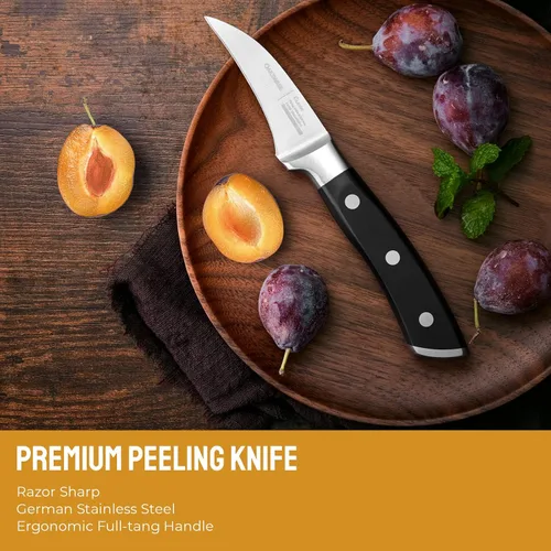 Miniatura 2 de OAKSWARE Cuchillo de pelar con pico de pájaro, cuchillos de pelar de 2.75 pulgadas de acero inoxidable alemán pequeños cuchillos curvados