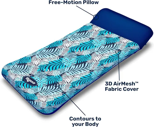 Miniatura 6 de Aqua- Flotador inflable con contorno de 18 bolsillos con cubierta de tela de lujo de gran tamaño, flotador de piscina para sentarse al sol, alta