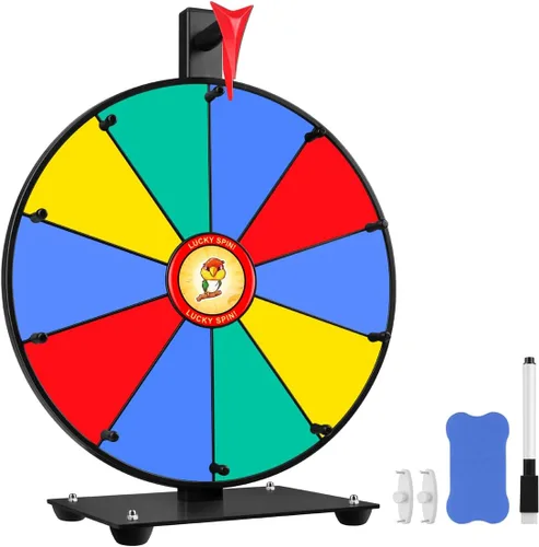 Pionites Ruleta de premios para mesa o montaje en pared con rotulador de borrado en seco y borrador para entretenidas fiestas en casa, ferias