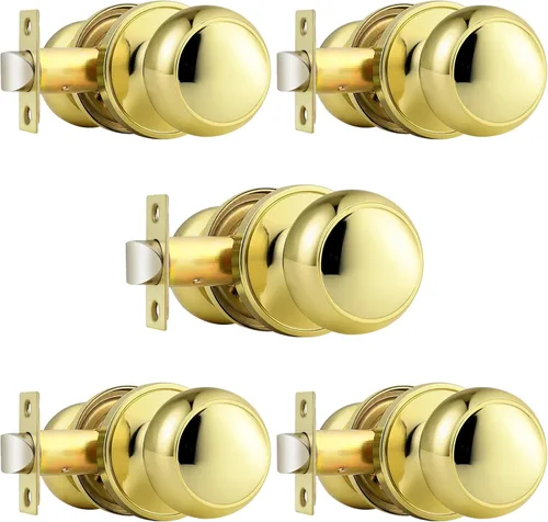 Miniatura 23 de Probrico Perillas de puerta de paso, de níquel cepillado, para interiores, redondas, sin llave, manijas de pasillo/armario, paquete de 6