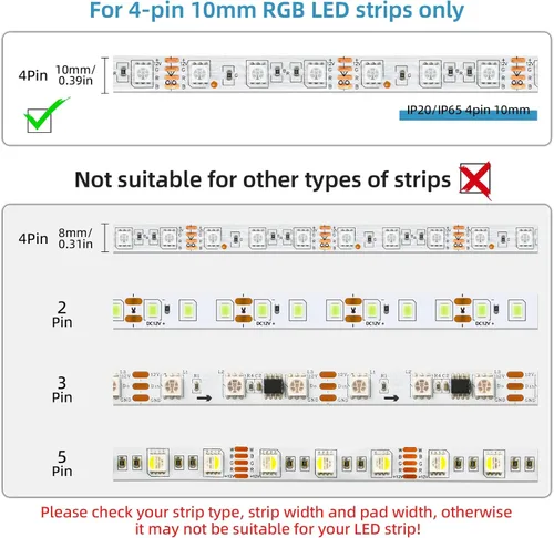 Miniatura 4 de RGBZONE 10 conectores LED de 4 pines, conector RGB de tira a tira para 0.394 in, resistente al agua o no impermeable, SMD 5050/3528 RGB luces