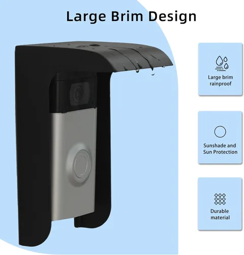 Miniatura 3 de Funda para timbre de puerta, protector de timbre de metal negro, protector de timbre de video pequeño, cubierta de teclado de control de acceso al