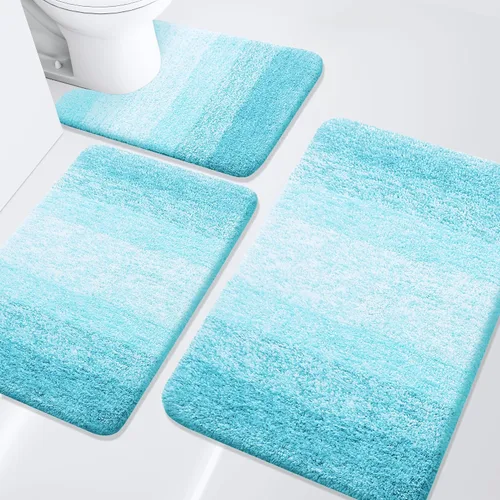 Miniatura 33 de Arotive - Juego de alfombras de baño de 3 piezas, alfombras de baño extra suaves y absorbentes, alfombrillas de baño lavables a máquina y que se