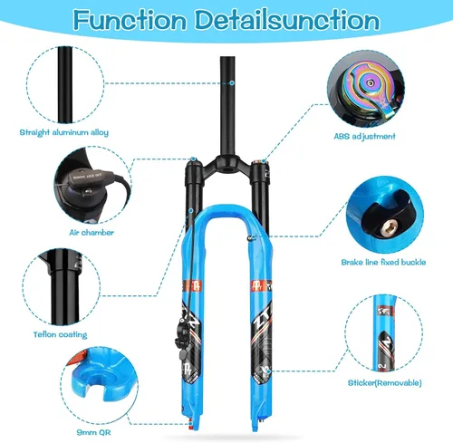 Miniatura 2 de MTB Air Suspension Fork，Fit for 26/27.5/29 inch Mountain Bike, 120mm Travel, Rebound Adjust, QR 9mm, Manual/Remote Lockout, XC/AM Mountain Bike