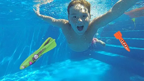 Miniatura 4 de Juguete de piscina de buceo bajo el agua, lanzamiento, torpedo, tiburón, paquete de 4