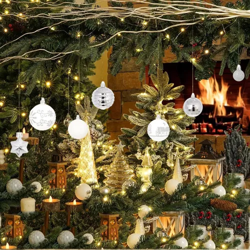 Miniatura 5 de Adornos de bolas de Navidad, 44 piezas para árbol de Navidad, surtido de bolas inastillables para árbol de Navidad, vacaciones, boda, fiesta festiva