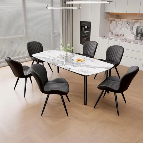 Miniatura 9 de Nalupatio Juego de 2 sillas de comedor, modernas sillas de comedor con respaldo cómodo, sillas de cocina tapizadas gruesas, 19 pulgadas de altura