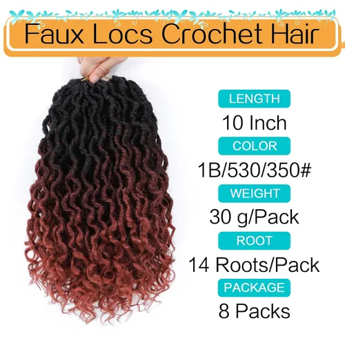 Miniatura 2 de Karida Goddess Locs Cabello de Ganchillo de 10 Pulgadas, 8 Paquetes Faux Locs Cabello de Ganchillo Para Mujeres Negras, Goddess Locs de Ganchillo