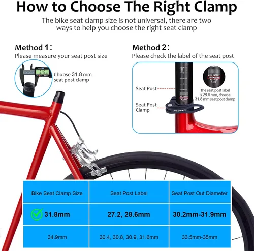 Miniatura 3 de NUWAB Abrazadera de poste de asiento de bicicleta premium, collar de tija de sillín de liberación rápida para bicicleta con aleación de aluminio