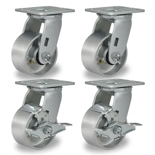 Miniatura 56 de Ruedas giratorias de 4 x 2 pulgadas, ruedas industriales resistentes, ruedas giratorias con rodamiento de rodillos - Ruedas de hierro fundido
