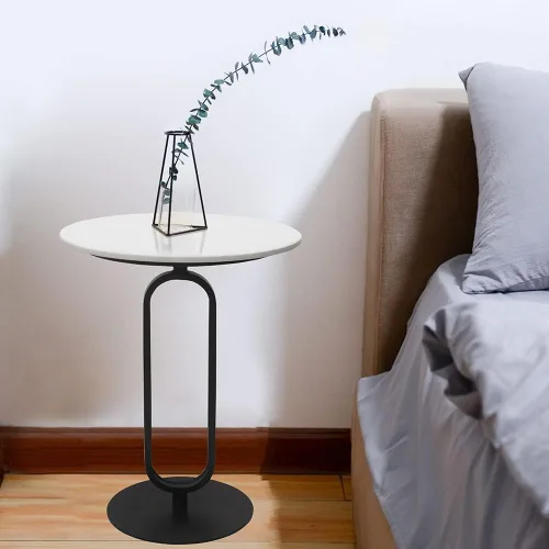 Miniatura 2 de Mesa auxiliar con parte superior de mármol, mesa redonda de metal para sofá, mesa auxiliar moderna, bandeja de café, escritorio auxiliar para sofá