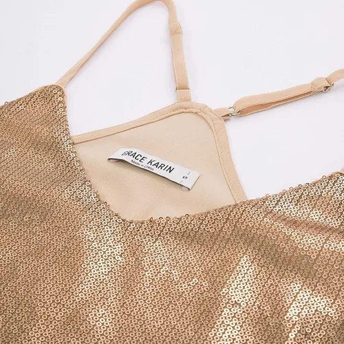 Miniatura 3 de GRACE KARIN - Camiseta brillante sin mangas para mujer, con lentejuelas
