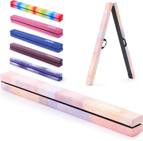 Miniatura 9 de ZELUS Viga de Equilibrio de Gimnasia Plegable de 8', Viga de Equilibrio de Suelo con Asas de Transporte, Base Antideslizante para Niños