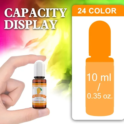 Miniatura 7 de Juego de Tinta de Alcohol - 24 Colores Vibrantes para Arte de Resina, Fabricación de Placas de Petri, Pintura Epoxi - Tinte de Color de Pintura
