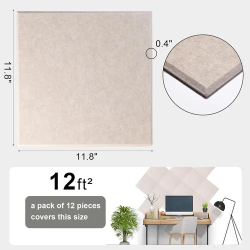 Miniatura 7 de Paneles acústicos de pared, azulejos con cancelación de ruido para estudio en casa y oficina, a prueba de sonido de calidad, paneles de espuma a