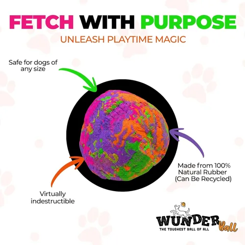 Miniatura 2 de WACKYwalk'r WUNDERball Juguete Duradero de Buscar para Perros – Pelota de Goma Natural Indestructible, Más Segura que las Pelotas de Tenis, Flota