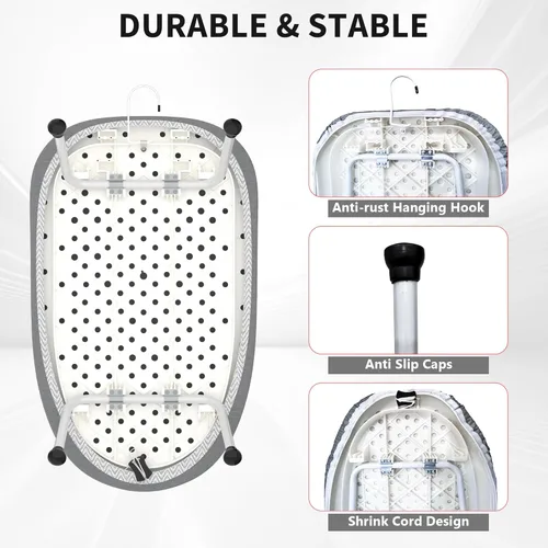 Miniatura 4 de Tabla de planchar pequeña de mesa con colgador para ropa y cubierta y almohadilla resistentes al calor, 24"x14.5" tabla de planchar compacta