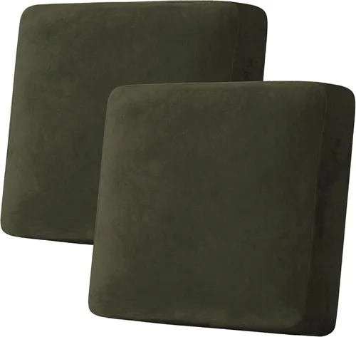 Miniatura 50 de H.VERSAILTEX - Funda de terciopelo elástica y afelpada para protección de cojines de sofá biplaza, silla o sofá, 2 piezas, tamaño grande, color gris