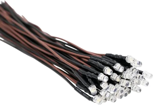 Miniatura 35 de 30 piezas de luces LED UV de 12 voltios, 3 mm, diodo emisor precableado, 20 cm, DC 12 V, lente transparente, luz LED ultravioleta, pequeñas lámparas