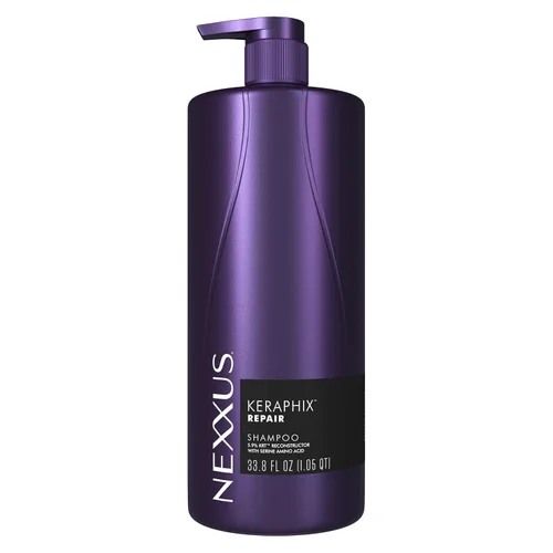Nexxus Keraphix Champú con ProteinFusion para Cabello Dañado Proteína de Queratina, Arroz Negro, Sin Siliconas 33.8 oz (1000 ml)