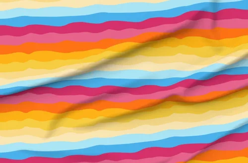 Miniatura 7 de Spoonflower Fabric - Vibrant Waves Vintage 80S 1980S Retro Blue Pink Yellow Rainbow Radical Printed on Chiffon Fabric Fat Quarter - Sewing Fashion