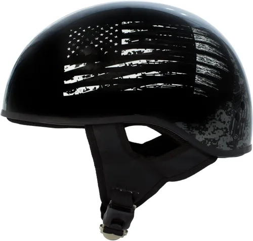 Miniatura 3 de Hot Leathers HLD1043 - Casco de calavera con diseño de calavera DOT Avanzado en blanco y negro brillante