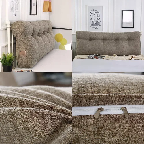 Miniatura 6 de Cojín triangular grande para cabecero de lectura, almohada para reposo en cama, respaldo triangular, respaldo de forro polar, soporte de Café