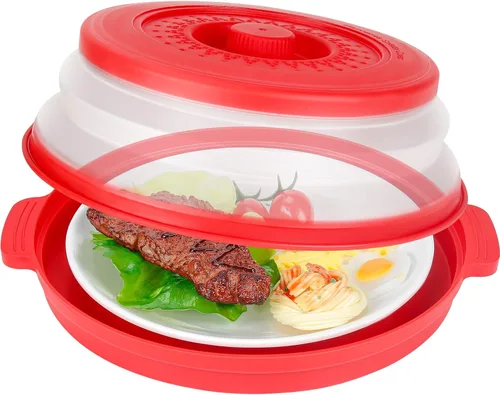 Miniatura 9 de Funda de alimentos para microondas de 10.7 pulgadas con alfombrilla aislante de calor, cubierta plegable antisalpicaduras de microondas