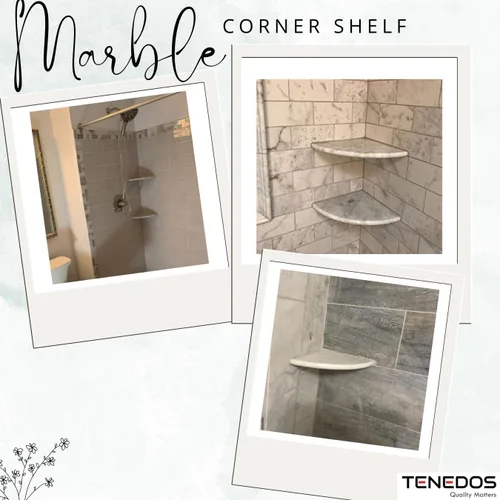 Miniatura 3 de Tenedos Carrara Bianco italiano de alta calidad blanco grisáceo 9x9 mármol accesorios de baño esquina ducha estante azulejo pulido (1 unidad)