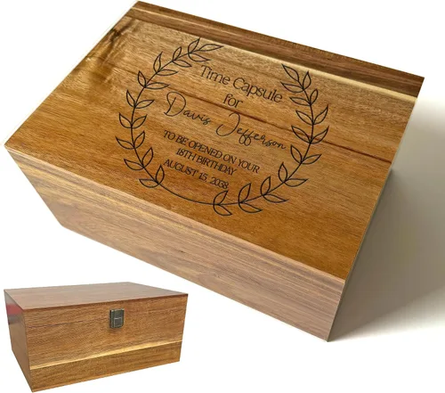 Miniatura 68 de Caja de madera grabada personalizada grande – Caja de recuerdo de madera de acacia con mensaje oculto personalizado, cajas de memoria de nogal