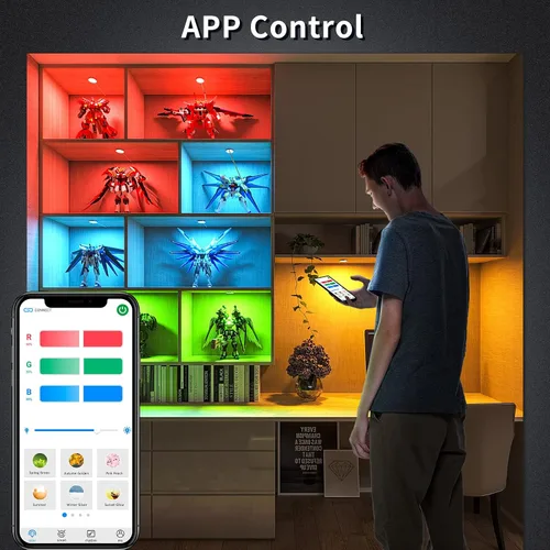 Miniatura 2 de BASON LIGHTING Iluminación RGB para debajo del gabinete, luces de decoración de Halloween, control de aplicación Bluetooth, luces LED de disco