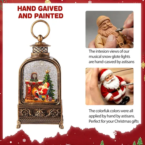Miniatura 4 de Globo de nieve de Papá Noel de Navidad, linterna de globo de nieve musical con luces y temporizador de 6H, alimentado por batería y USB, globos