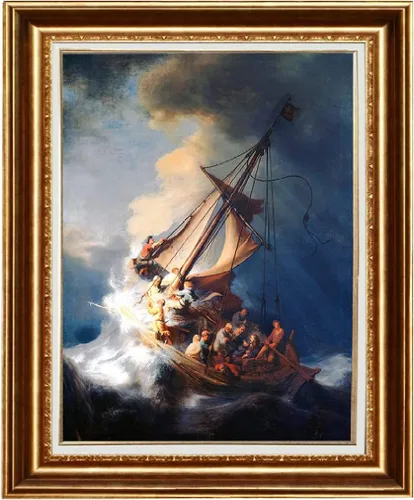 Miniatura 6 de ELITEART-Cristo en una tormenta en el mar de Galilea por el pintor holandés de la Edad de Oro Rembrandt van Rijn Reproducción de pintura al óleo
